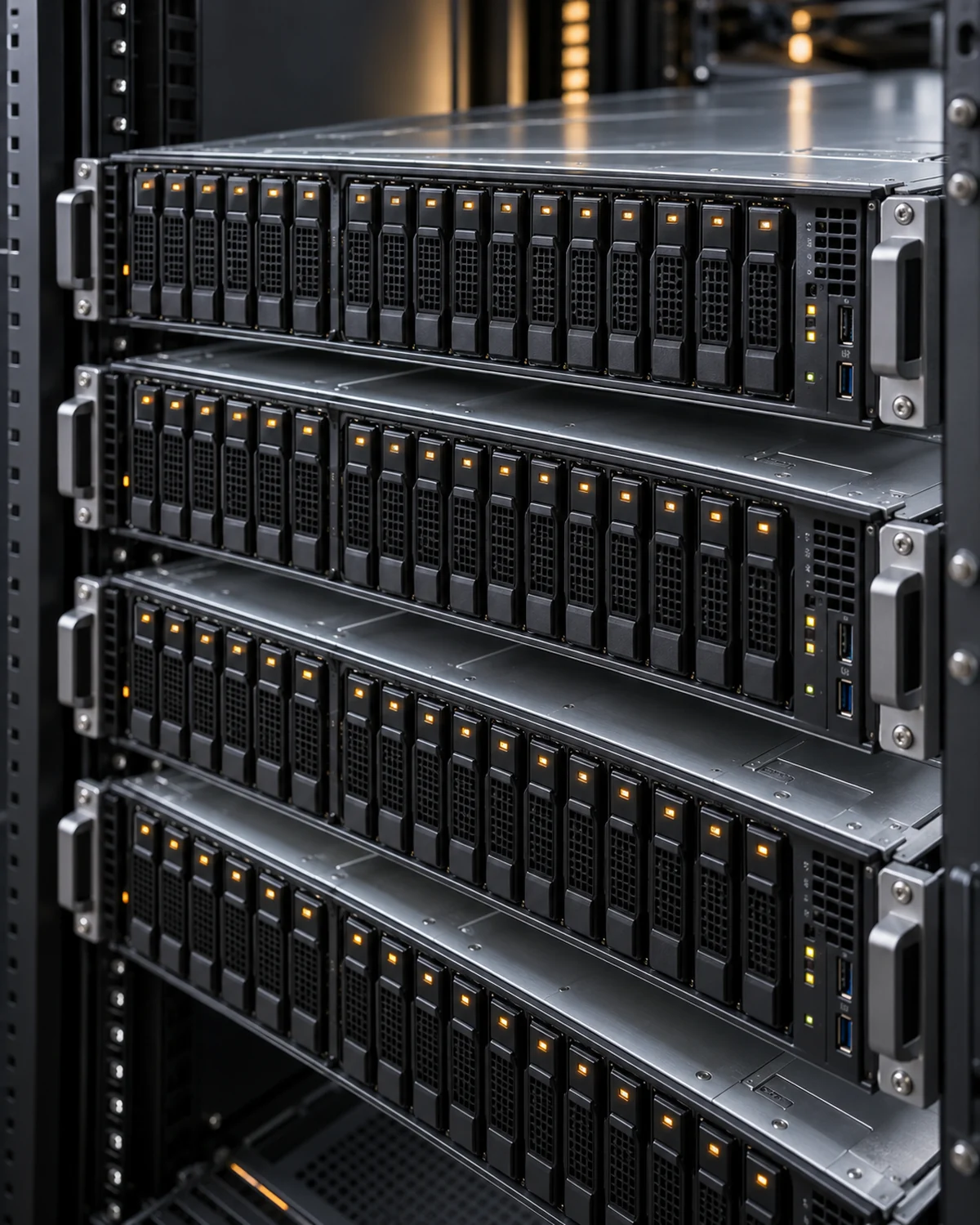 Cena ilustrativa de servidores enterprise em rack